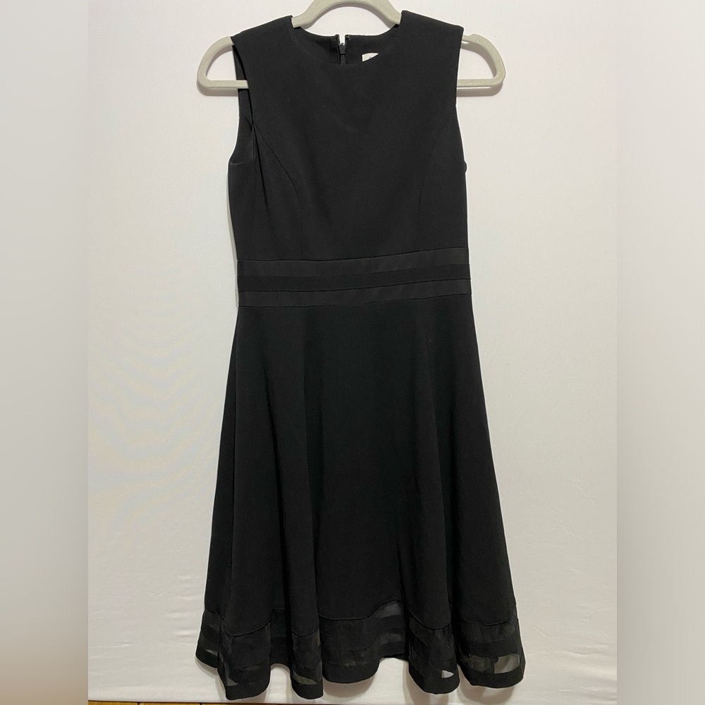 Calvin Klein Fit And Flare Sleeveless Dress Size 4 Black Knee Length Stretch